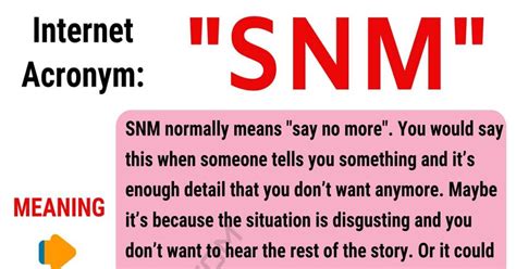 what do snm mean in text|What Does SNM Mean In Text